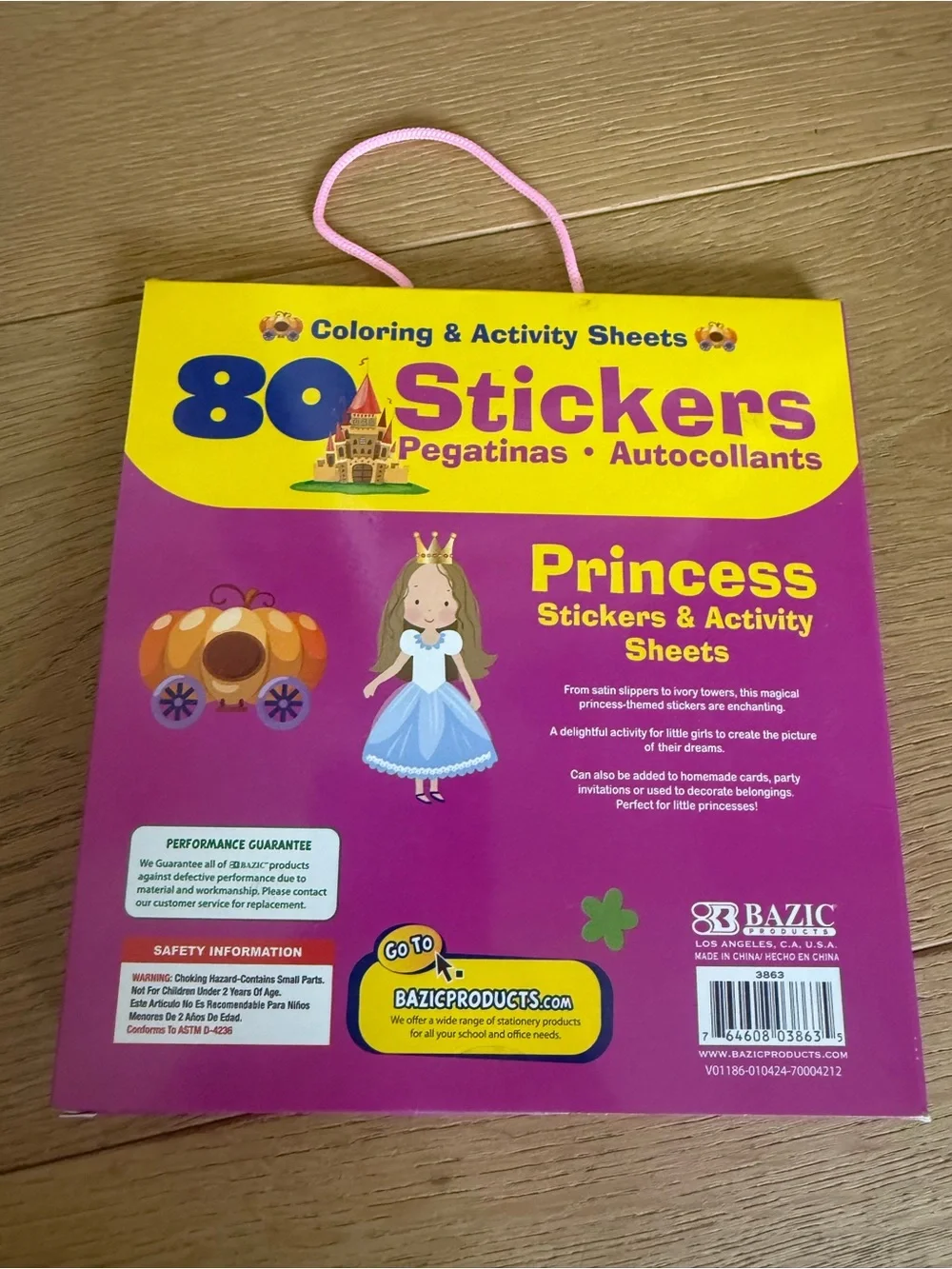 Princess Stickers & Activity Sheets - 80 Sticker Pack (Pink, Purple, Yellow)